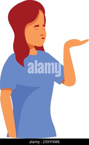 Young woman blowing a kiss with her eyes closed Stock Vector