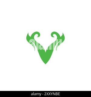 Letter V Leaf organic Logo Design Stock Vector