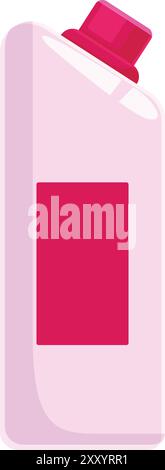 Pink plastic detergent bottle standing with red label for your brand Stock Vector