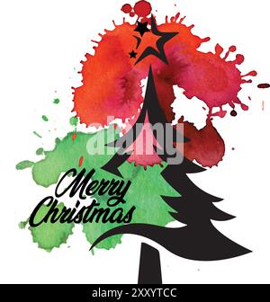 Merry Christmas vector illustration, Christmas t-shirt design, Merry Christmas line drawings Stock Vector