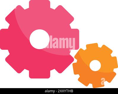 Two colorful gears are connecting, representing teamwork and collaboration Stock Vector