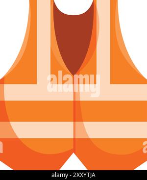 Orange safety vest providing high visibility for construction workers and other professionals working in hazardous environments Stock Vector