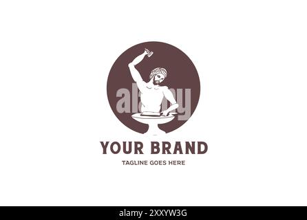 Vintage Retro Old Man Male Smith for Iron Craft Logo Design Stock Vector