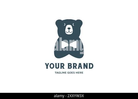 Cute Funny Teddy Bear with Book for Education School Collage Logo Design Stock Vector