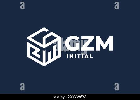 Geometric Box Cube Hexagon Initial Letter GZM MGZ ZMG Logo Design Vector Stock Vector
