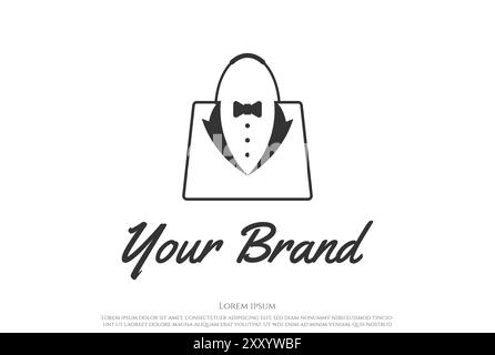 Bow Tie Tuxedo Suit Gentleman Fashion Tailor Clothes Vintage Classic Logo Design Vector Stock Vector