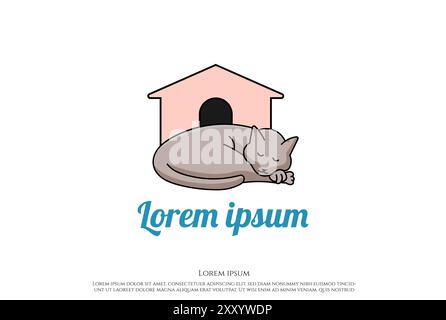 Modern House Cat for Pet Clinic Logo Design Vector Stock Vector