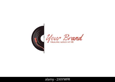 Vintage Retro Black Vinyl Disc Disk for Music Record Studio Logo Design Vector Stock Vector