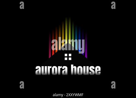 Colorful House with Rainbow Equalizer or Aurora for Music Real Estate  Logo Design Vector Stock Vector