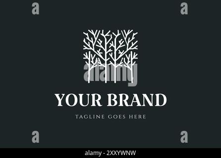 Simple Minimalist Geometric Plants Trees Forest for Garden Park Environment Logo Design Vector Stock Vector