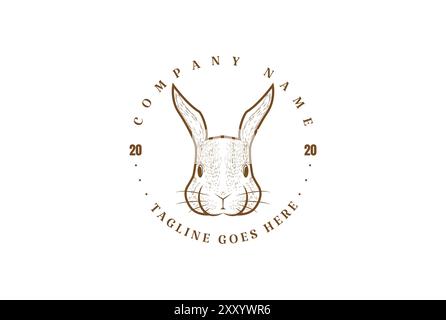 Vintage Retro Cute Rabbit Head Logo Design Vector Stock Vector