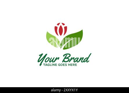 Simple Minimalist Flower Tree Plant for Garden Logo Design Vector Stock Vector