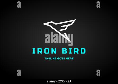 Simple Minimalist Iron Colibri Hummingbird Bird Logo Design Stock Vector