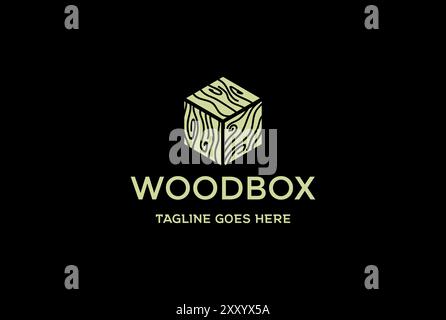 Simple Wood Wooden Cube Box Square Logo Design Vector Stock Vector