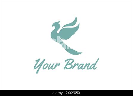 Simple Minimalist Flying Bird Eagle Falcon Hawk Phoenix Silhouette Logo Design Vector Stock Vector