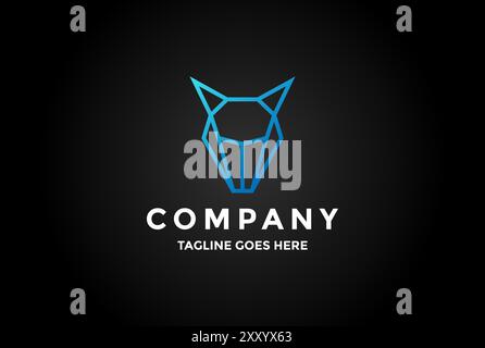 Geometric Modern Gem Stone Diamond Fox Dog Wolf Head Line Outline Logo Design Vector Stock Vector