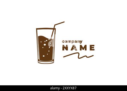 Simple Minimalist Vintage Retro Drink Soda Glass Logo Design Vector Stock Vector