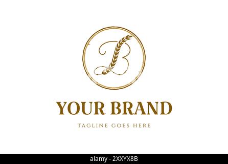 Rustic Retro Vintage Letter B for Bagels Logo Design Vector Stock Vector