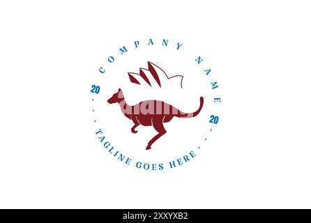 Australian Kangaroo with Sydney Opera House Badge Stamp Label Logo Design Vector Stock Vector