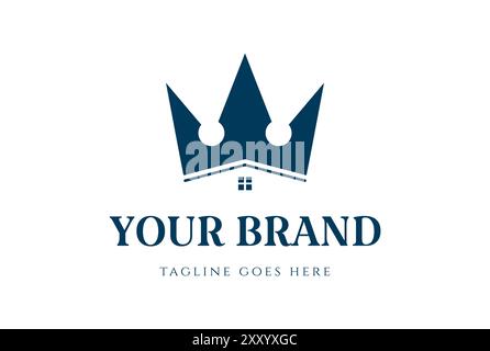 King Queen Crown House Apartment Real Estate Business Logo Design Vector Stock Vector