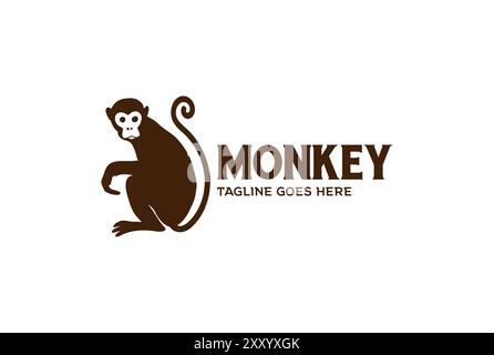 Simple Minimalist Funny Monkey Logo Design Vector Stock Vector