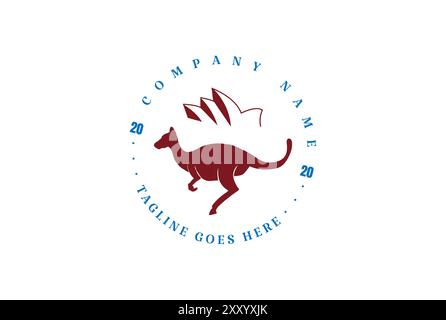 Australian Kangaroo with Sydney Opera House Badge Stamp Label Logo Design Vector Stock Vector