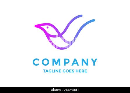 Simple Minimalist Flying Bird Line Outline Logo Design Vector Stock Vector