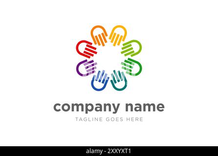 Circle Hand Team Teamwork Charity Foundation Unity Peace Diversity Care Logo Design Vector Stock Vector