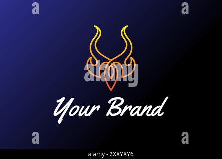 Simple Tribal or Bull Devil Horn Fire Flame Tattoo Logo Design Vector Stock Vector