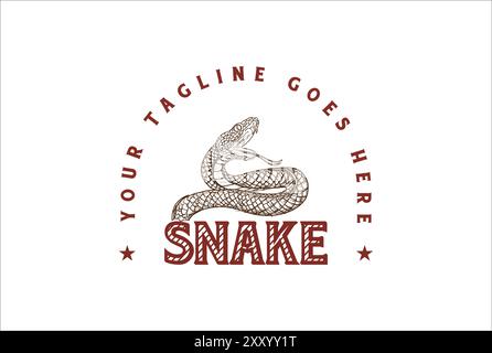 Vintage Retro Viper Cobra Anaconda Boa Snake Logo Design Vector Stock Vector