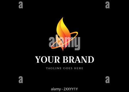 Modern Simple Minimalist Colorful Ring Fire Flame for Energy Logo Design Vector Stock Vector