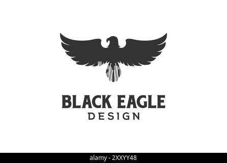 Black Bold Strong Eagle Hawk Falcon Bird Logo Design Vector Stock Vector