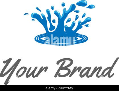 Blue Water Paint Milk Liquid Oil Splash Wave Logo Design Vector Stock Vector