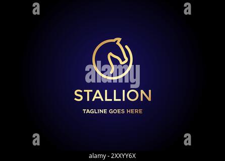Elegant Luxury Circular Golden Horse Stallion Logo Design Vector Stock Vector