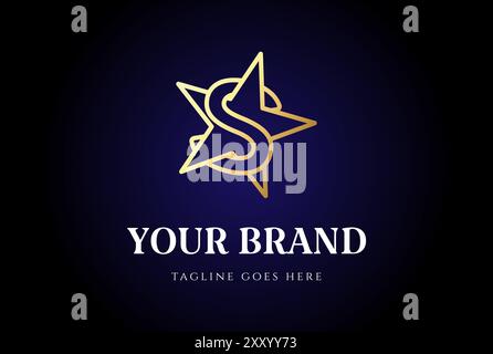 Elegant Luxury Initial Letter S for Star Logo Design Stock Vector