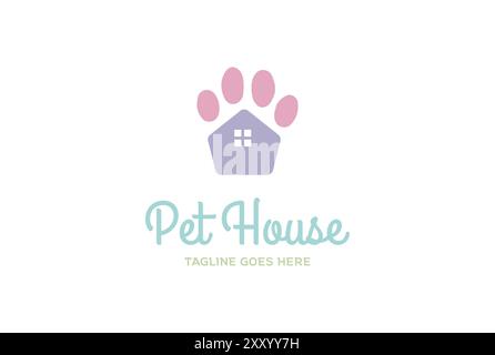 Modern Funny Cute Pet House for Cat or Dog Clinic Logo Design Stock Vector