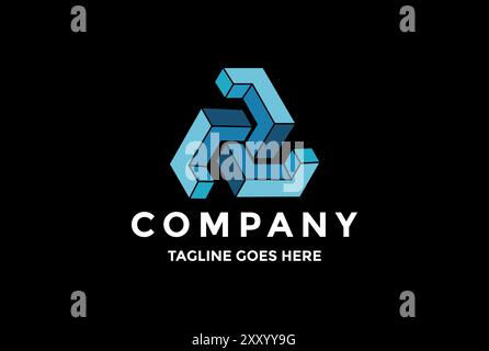 Futuristic Modern 3D Triangle Hub Chain Logo Design Vector Stock Vector