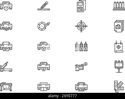 Printing icon collection is a vector illustration with editable stroke. Stock Vector