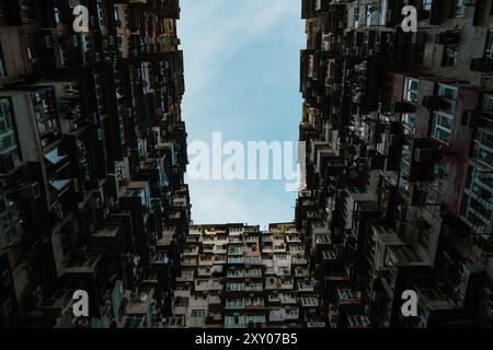 Exterior of building in Hong Kong with blue sky Stock Photo