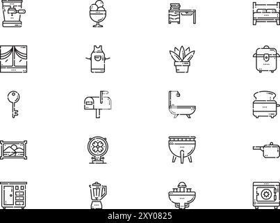 Home stuff icons collection is a vector illustration with editable stroke. Stock Vector
