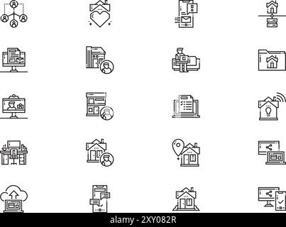 Work from home icons collection is a vector illustration with editable stroke. Stock Vector