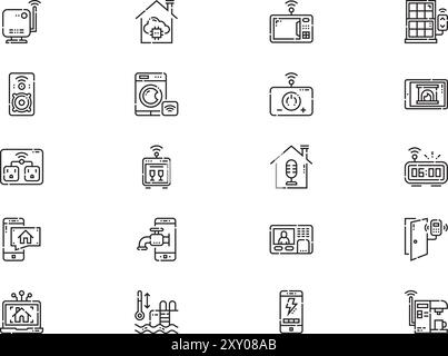 Smarthome icons collection is a vector illustration with editable stroke. Stock Vector