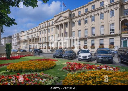 England, Gloucestershire, Cheltenham, The Promenade, Municipal Offices and Gardens dating from 1840. Stock Photo