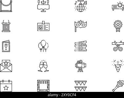 Event icon collection is a vector illustration with editable stroke. Stock Vector