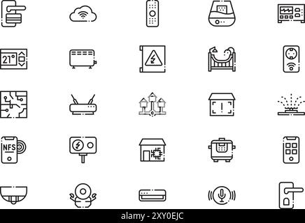 Smarthome icons collection is a vector illustration with editable stroke. Stock Vector