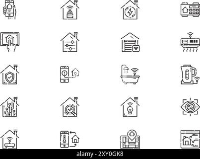Smarthome icons collection is a vector illustration with editable stroke. Stock Vector