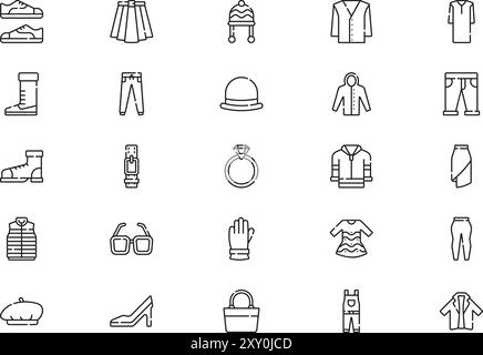 Autumn clothes and accesories icons collection is a vector illustration ...