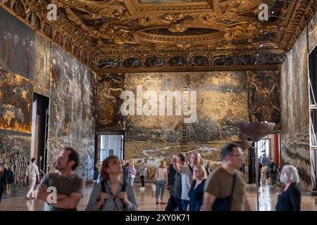 October 12, 2022. Anselm Kiefer's painting series titled These Writings, When Burned, Will Finally Cast a Little Light exibited at Palazzo Ducale in V Stock Photo