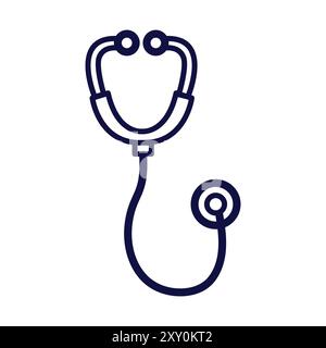 Stethoscope outline. Medical icon. Vector illustration isolated on white background. Stock Vector