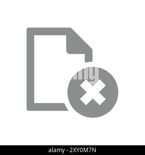 Document not accepted or rejected vector icon. File delete with cross shape symbol. Stock Vector